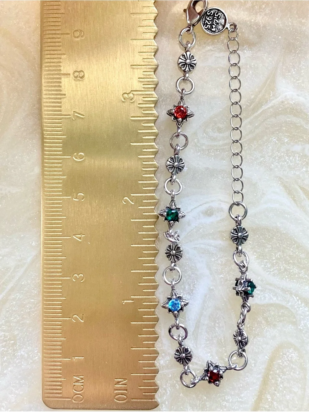 Sterling Star-Link Bracelet with Multicolor Crystal Accents